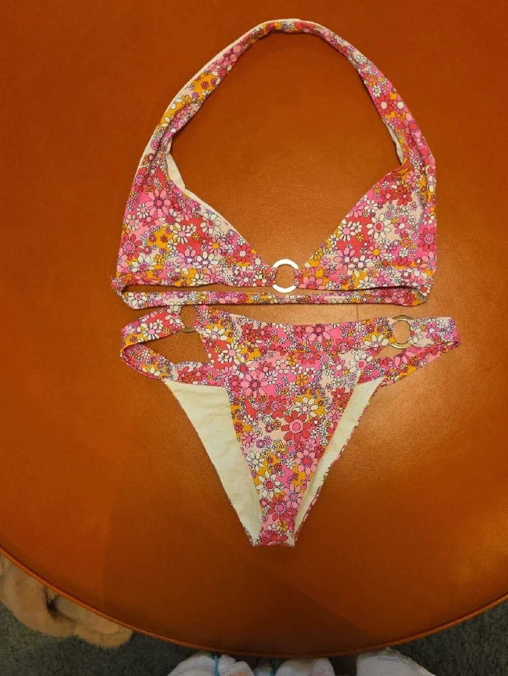Frankies Bikinis x Naomi Osaka Eden Halter Pink Floral Bikini Set Size XL